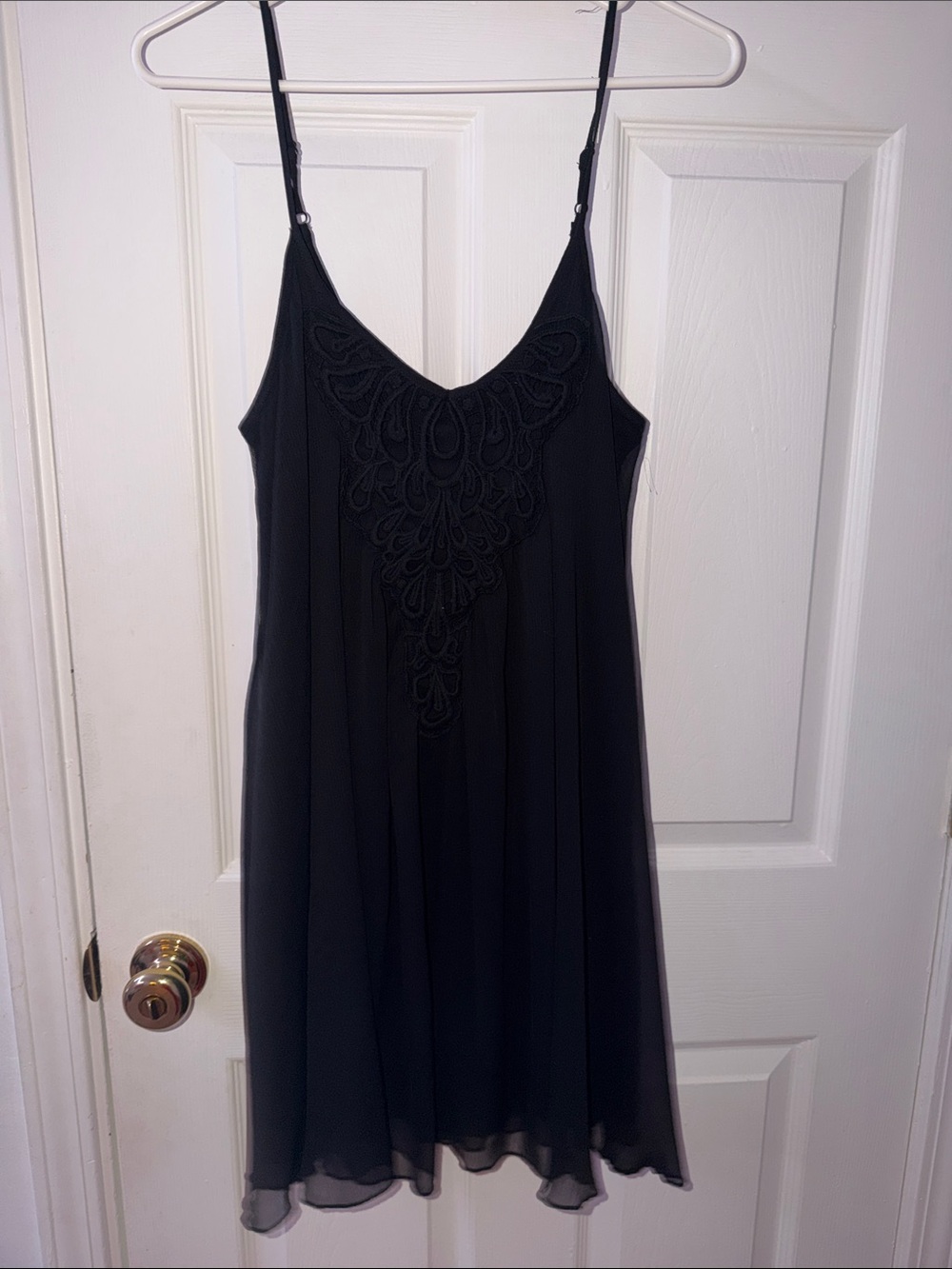 Express Black Mini Slip Dress with Embroidered Bodice